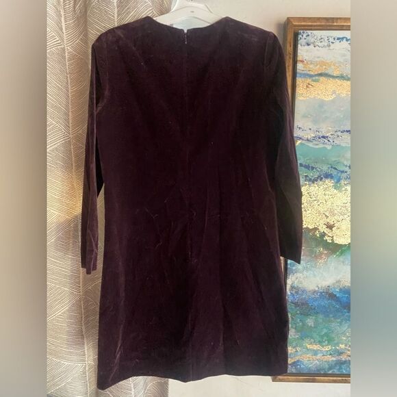Theory Mini Dress Size 4 Wine  Velvet Long Sleeve Lined - Picture 15 of 15